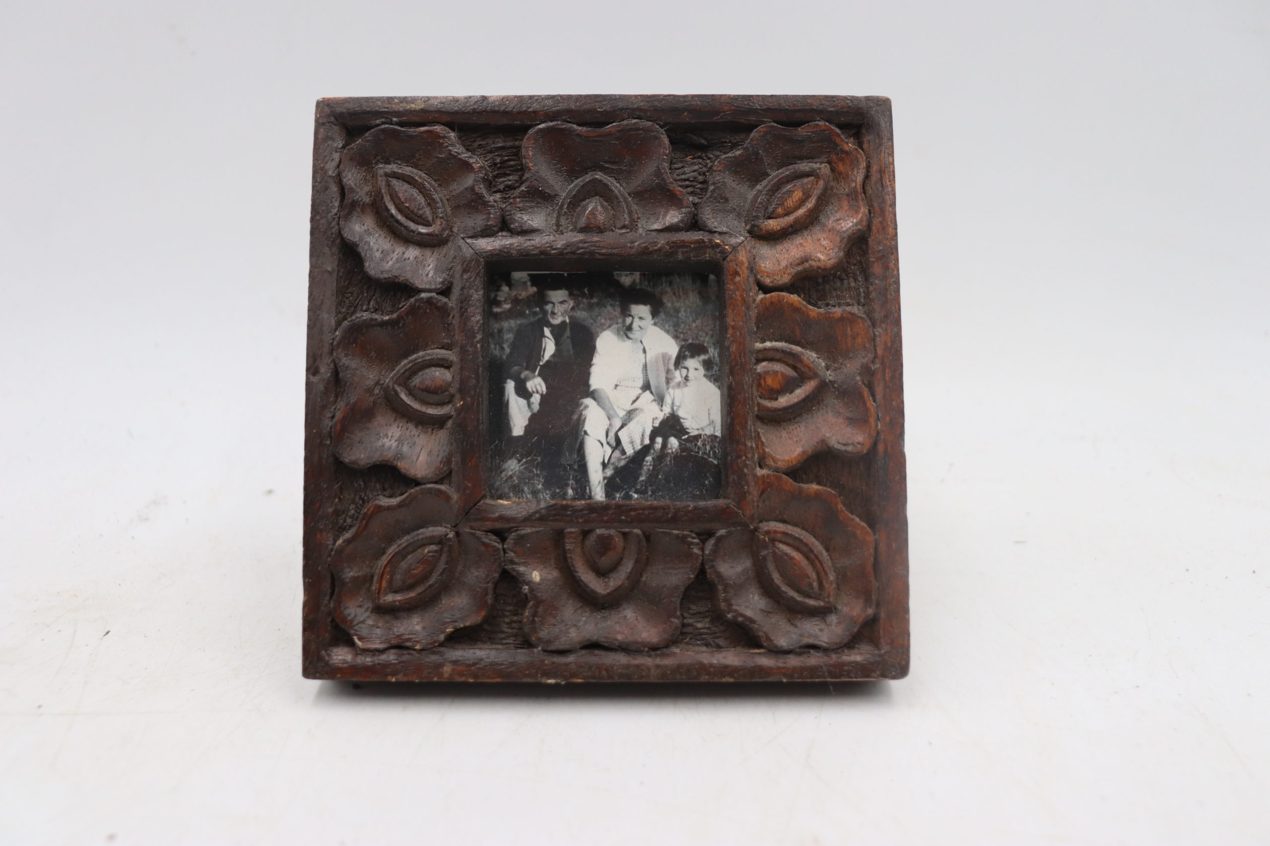 Cadre Photo En Bois Teinté Acajou - Format Intérieur 18x23 Cm - Bon état - Occasion