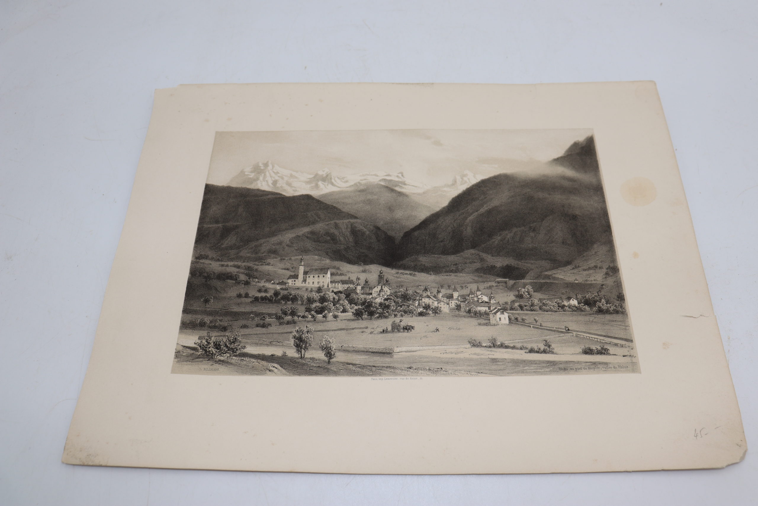 3788 Gravure Au pied du Simplon la Vallée du Rhône – Image 1