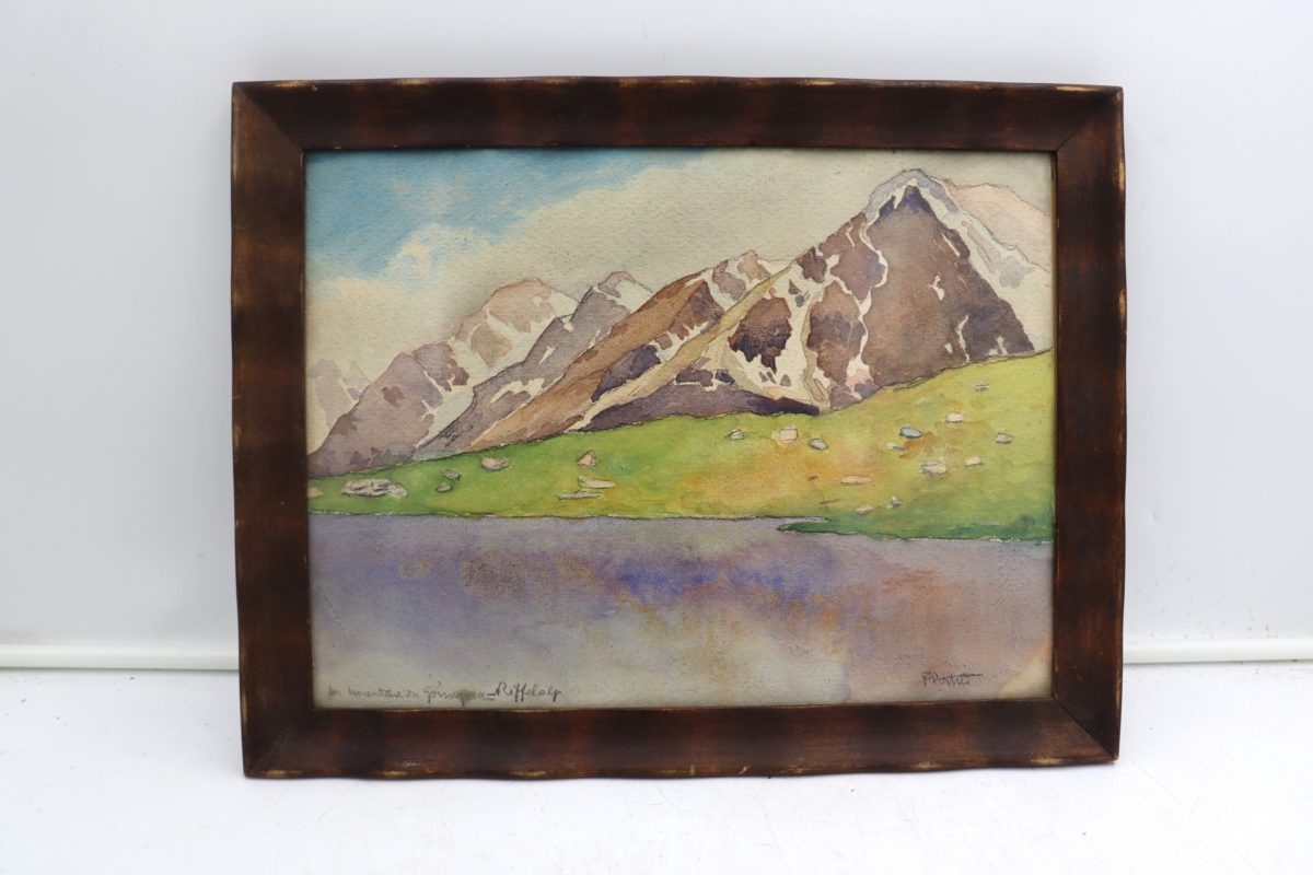Tableau aquarelle montagne et lac – Image 1