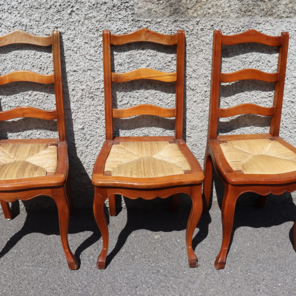 3x chaises / assise en osier