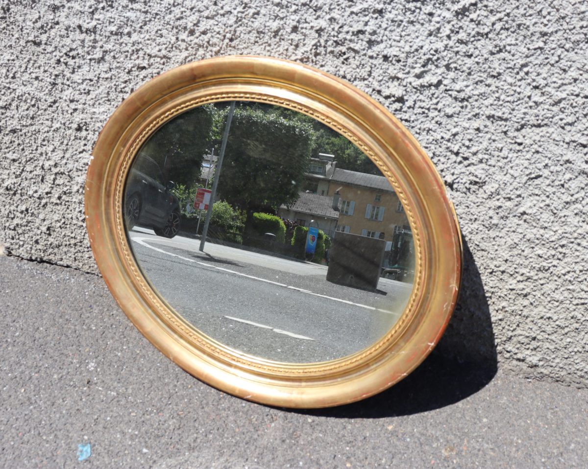 Miroir doré ovale – Image 1