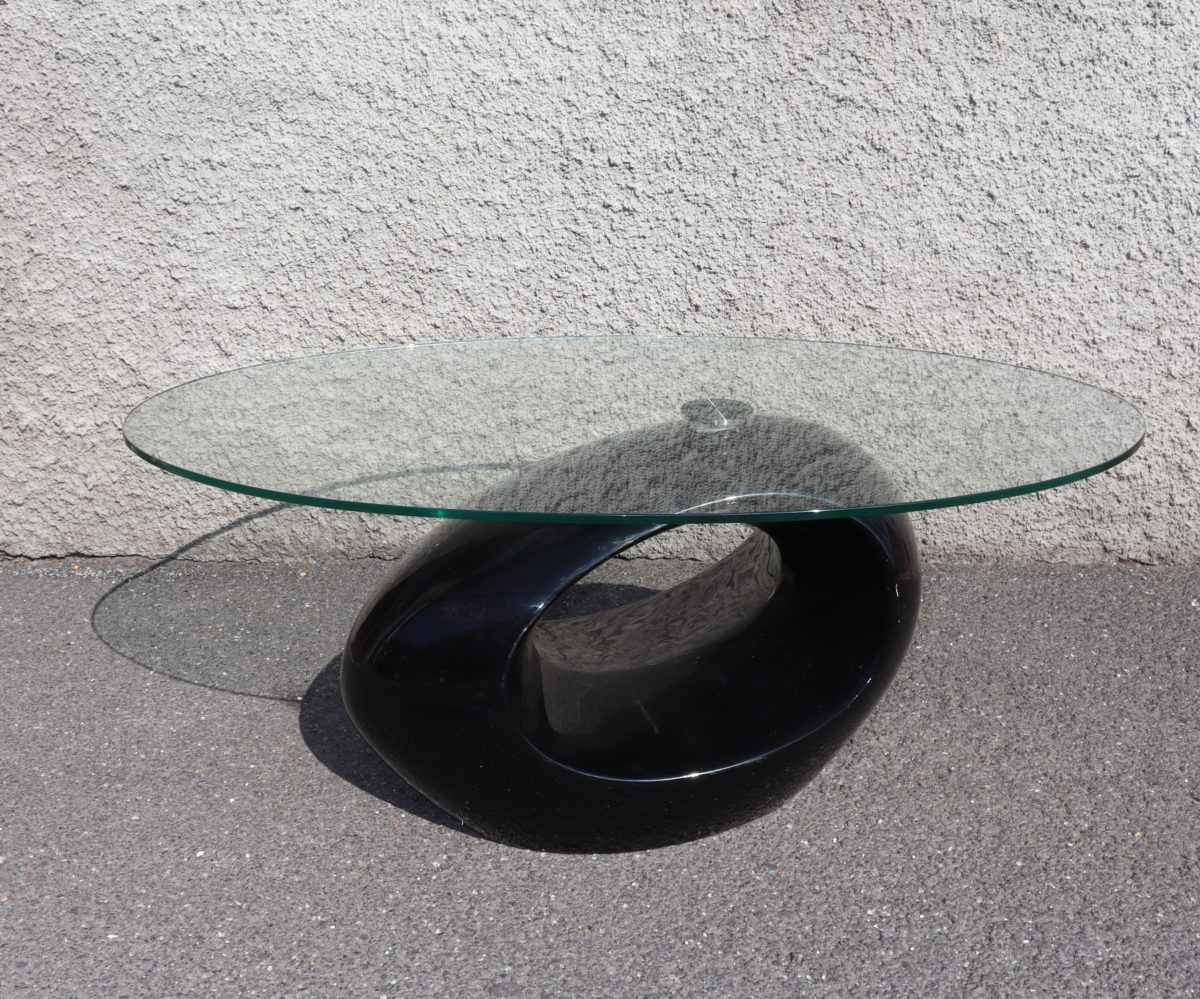 Table de salon en verre pied noir – Image 1