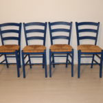 4x chaises en bois bleu