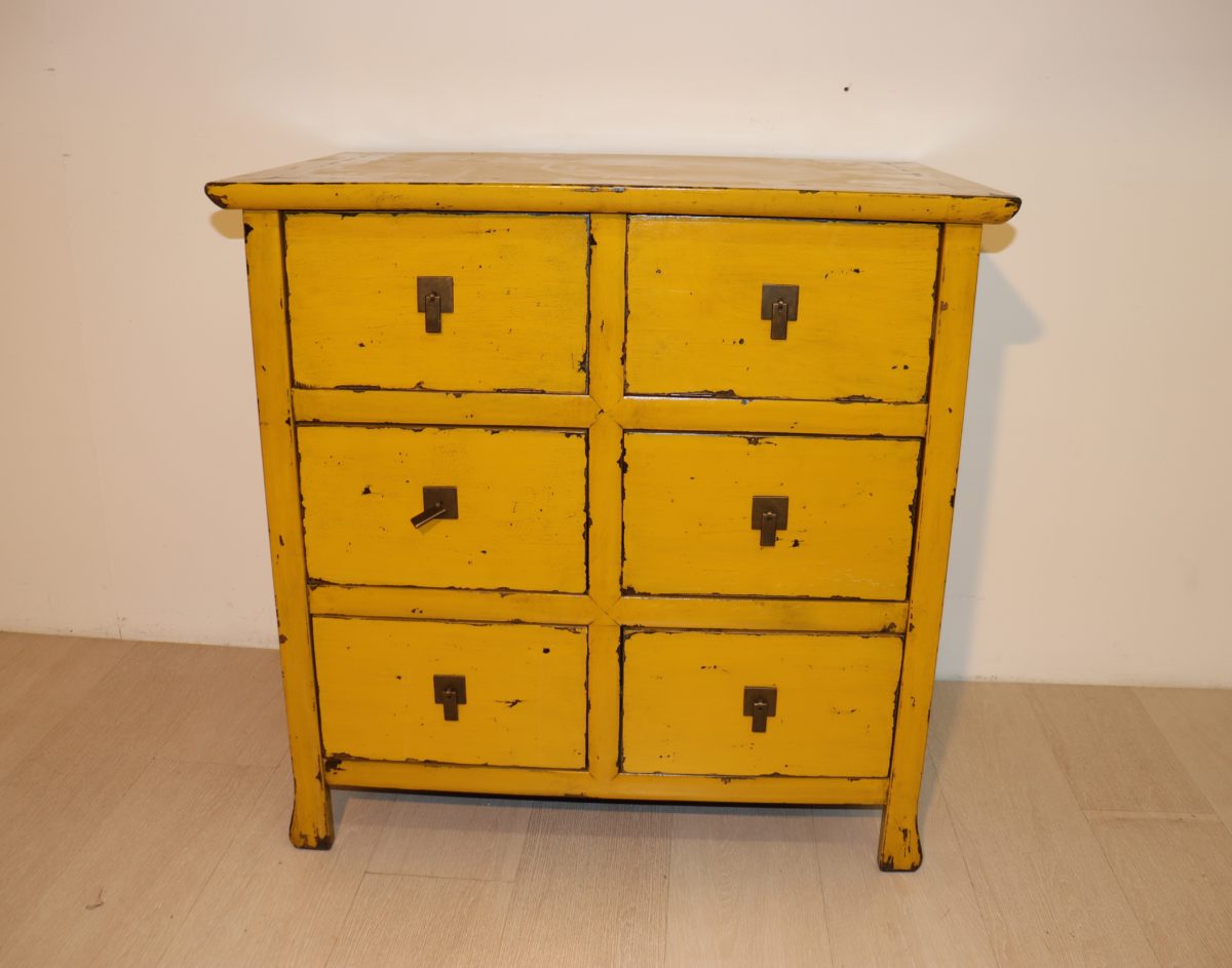 Meuble 6 tiroirs jaune – Image 1