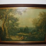 Tableau cadre doré et bois