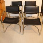 4x chaises en métal et cuir