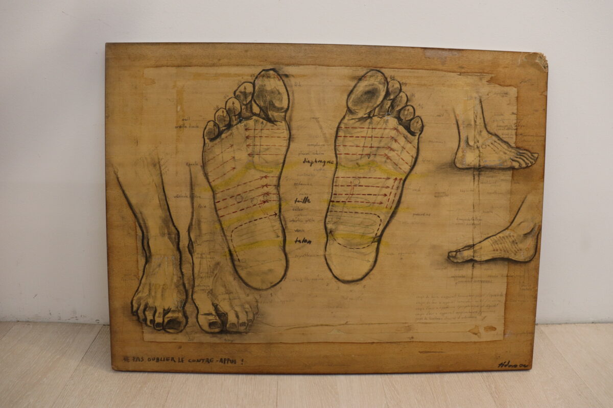 Tableau croquis de pieds sur bois – Image 1
