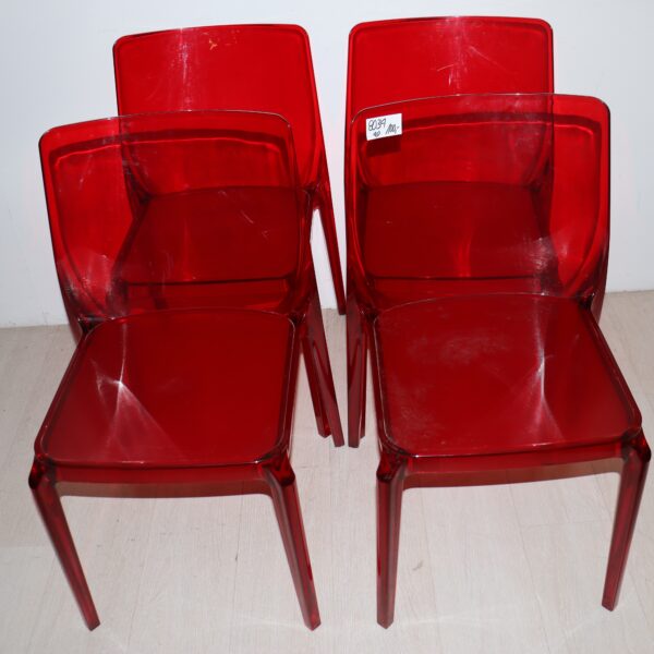 4x chaises en plexis rouge