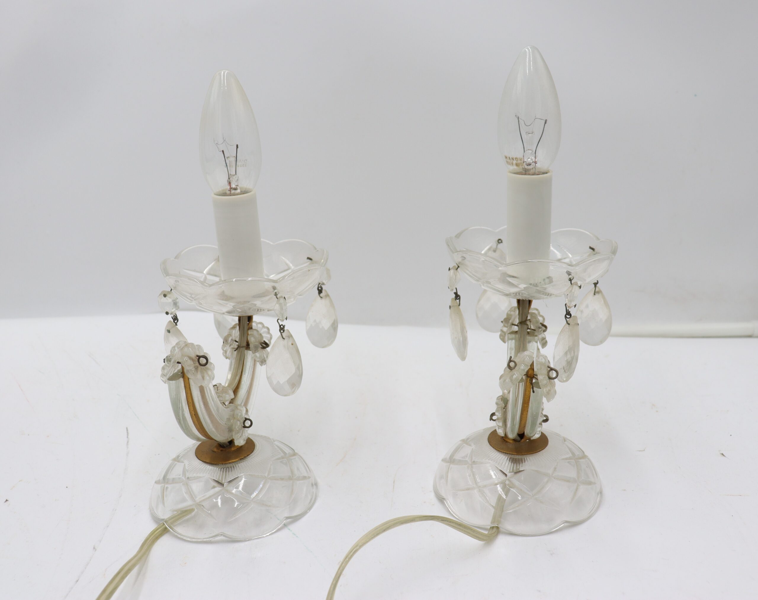 8463 2x lampes de chevet en verre – Image 1