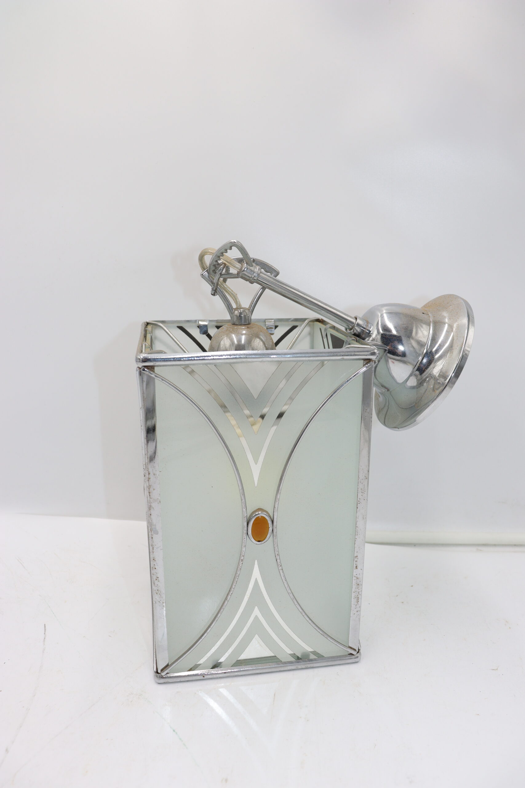 8494 Suspension verre et métal vintage – Image 1