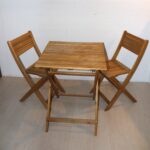 Ensemble terrasse en bois 1 table et 2x chaises