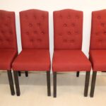4x chaises en tissu rouge