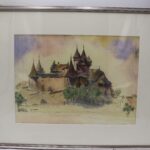 Aquarelle représentant un château fortifié