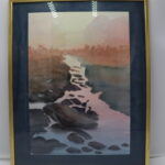 Aquarelle représentant un coucher de soleil