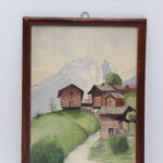 Peinture d'un village dans la montagne