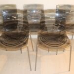 5 x chaises en plexiglas fumées "Calligaris" "L'eau"
