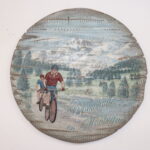 Panneau décoratif en bois  "Promenade en Montagne"